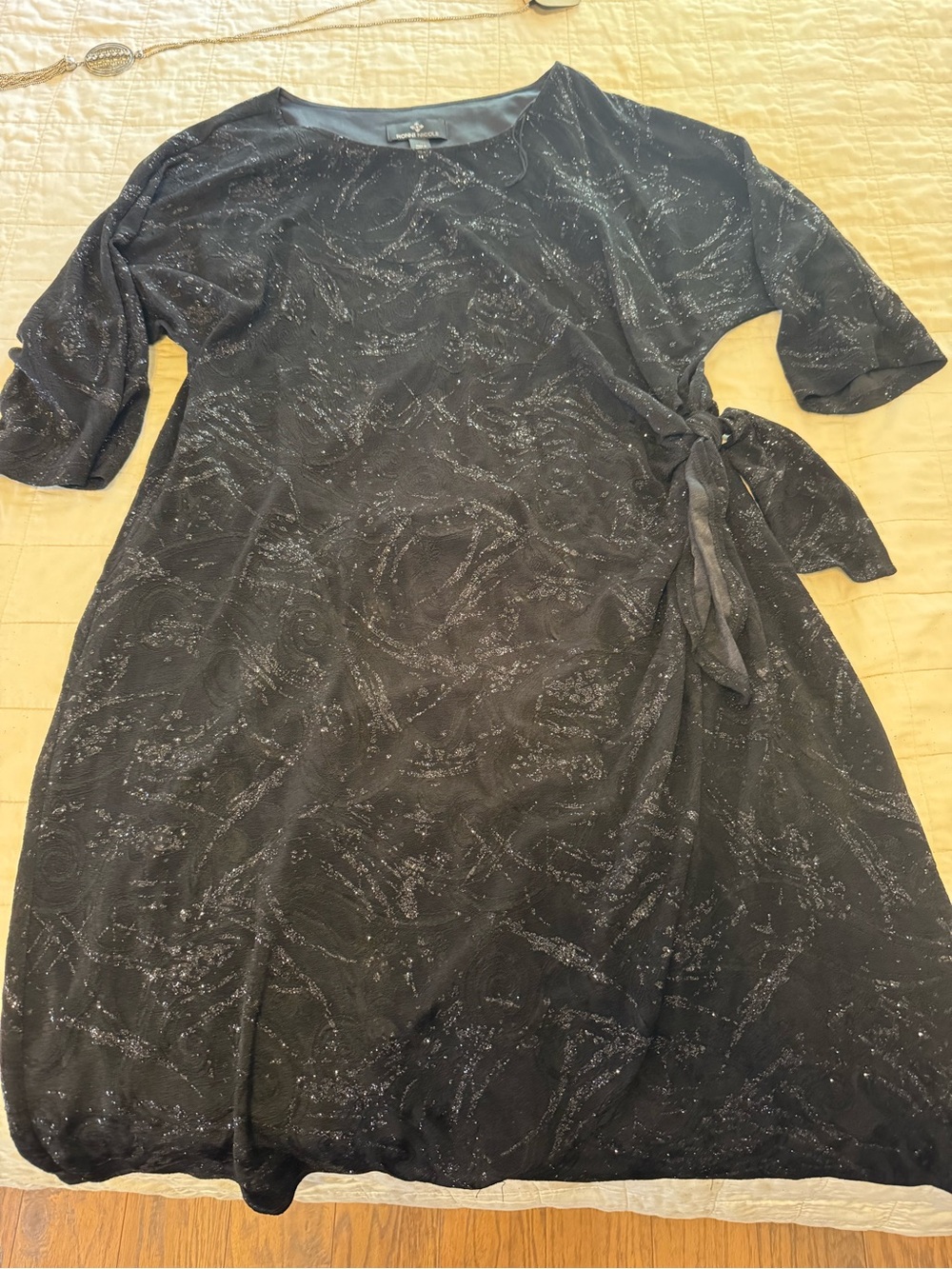 Ronni Nicole Black Midi Dress with Silver Sparkle
